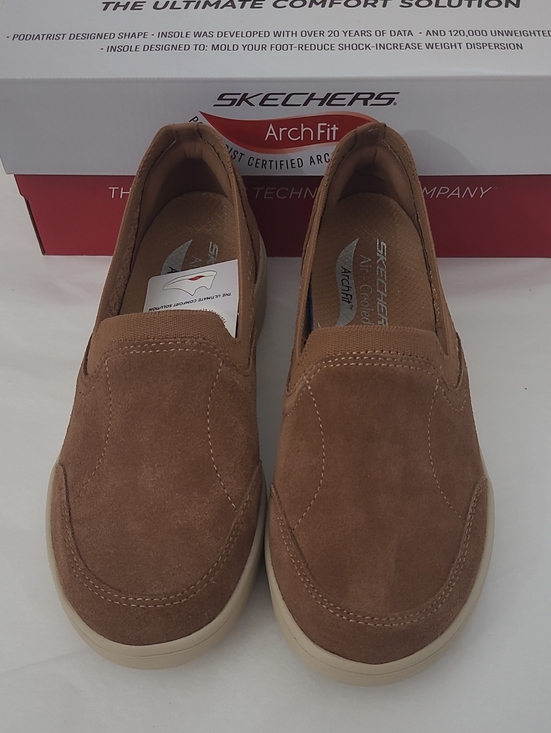 Skechers Shoes - Skechers Arch Fit Suede Slip-On Loafers in Chestnut 159091